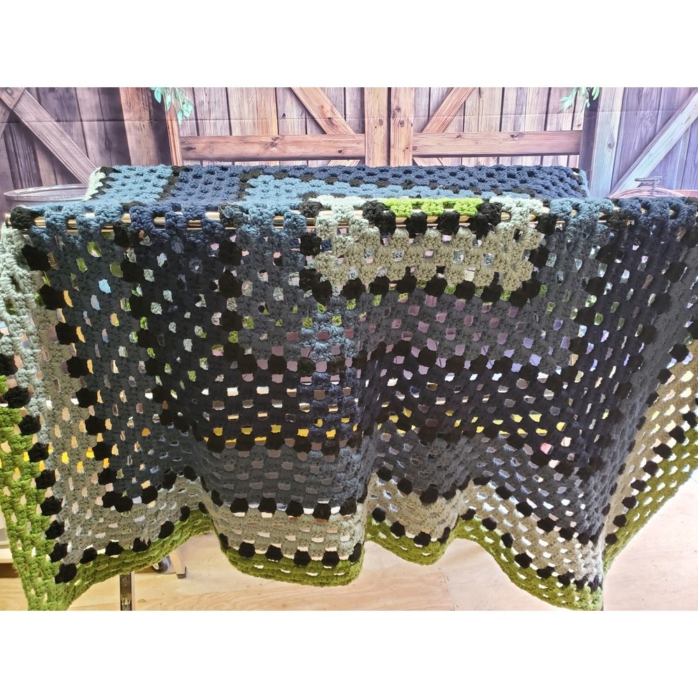 Handmade Chunky‎ Crochet Blanket Granny Square Afghan Throw Colorful Lap Blanket
